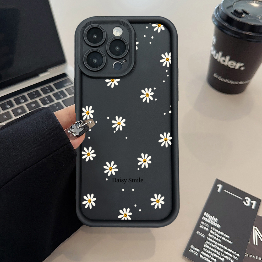 Casing HP Silikon Daisy Smile untuk iPhone 17 16 15 Pro Max 14 13 12 11 16 15 Plus 16E 17 Air Anti-Shock Candy Soft Bumper Cover