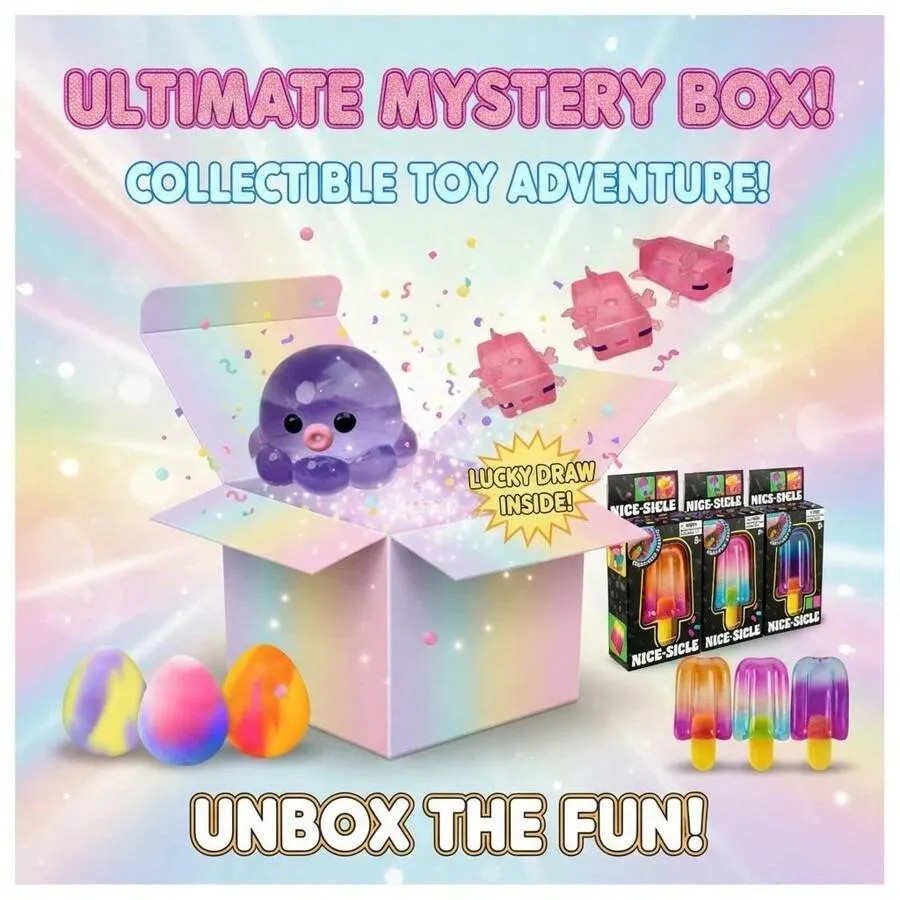 Ne EDoh Mystery Surprise Box - Slow Rise Squishy Toys, Food & Ocean Themed Squeeze Toys, Anti-Stress Sensory Toys For ADHD & Anxiety, Perfect Party Favors, Classroom Prizes & Stocking Stuffers