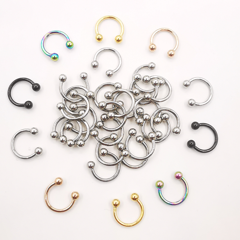 20 unids/lote 16G barras circulares de acero inoxidable herradura labio anillo ceja nariz tachuelas para mujer hombre joyería para Piercing corporal