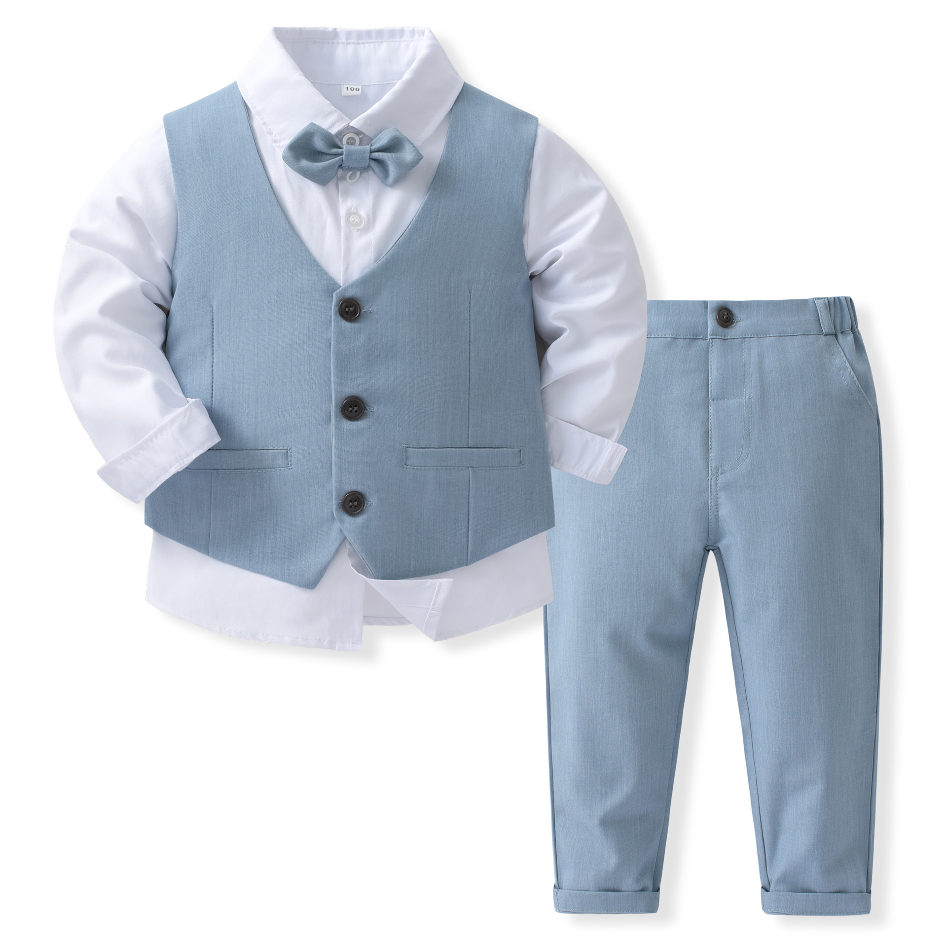 Trajes de caballero disfraz de cumpleaños para niños primavera otoño conjunto de ropa de Boutique chaleco sólido traje niños ropa Formal de algodón