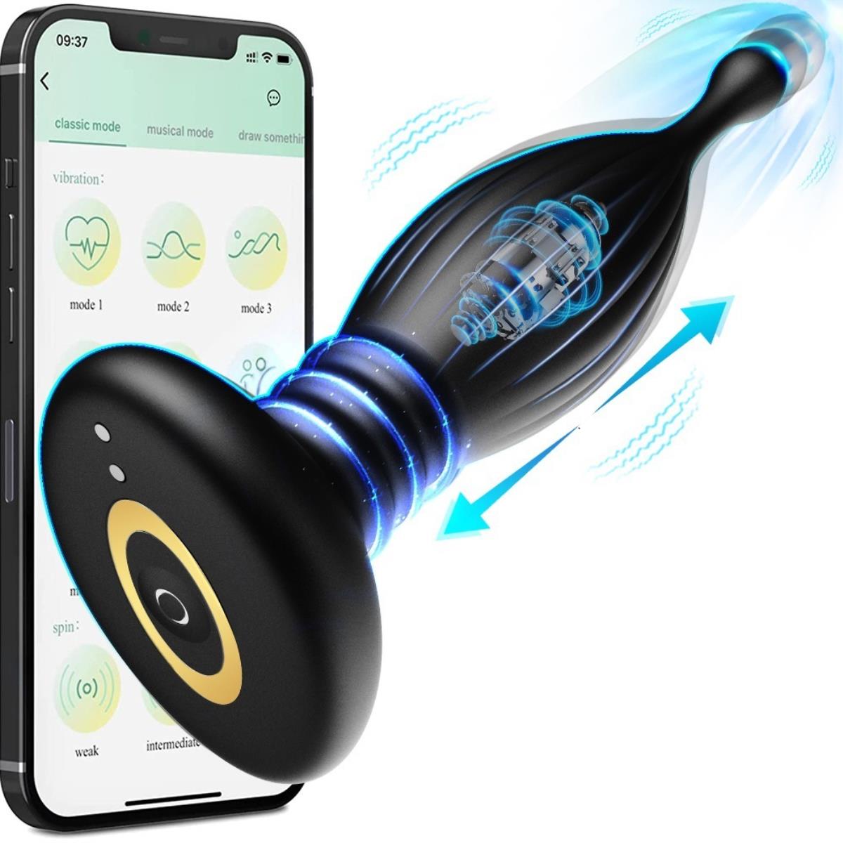 Masażer prostaty dla mężczyzn z funkcją wstrząsów, sterowany przez aplikację Bluetooth, bezprzewodowy pilot, analny korek dla gejów, zabawka erotyczna dla par.
