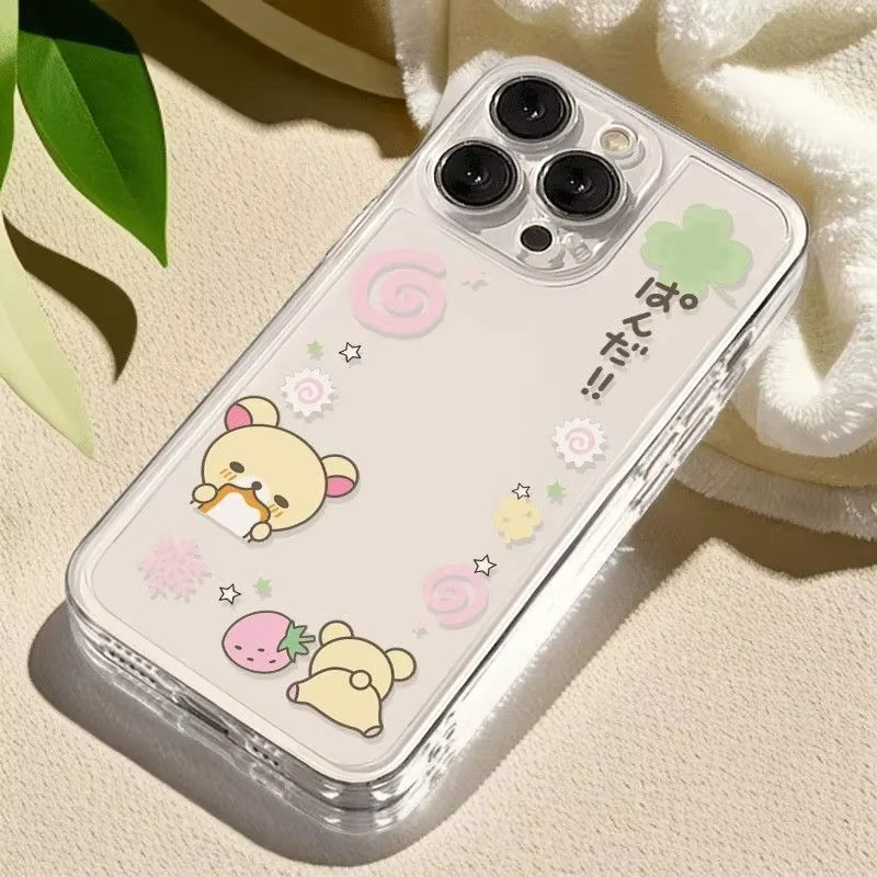 Custodia per telefono Strawberry R-Rilakkuma Bears per iPhone 17 16e 16 15 14 13 12 11 Air Pro Max 7 8 Plus Cover posteriore morbida trasparente