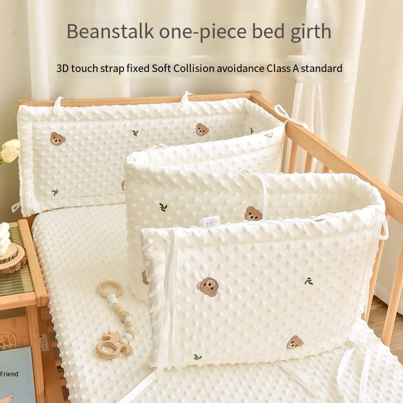 Babybedje Hek Katoenen Bedbescherming Reling Dikker Bumper Wieg Rond Protector Babykamer Decor Effen Kleur