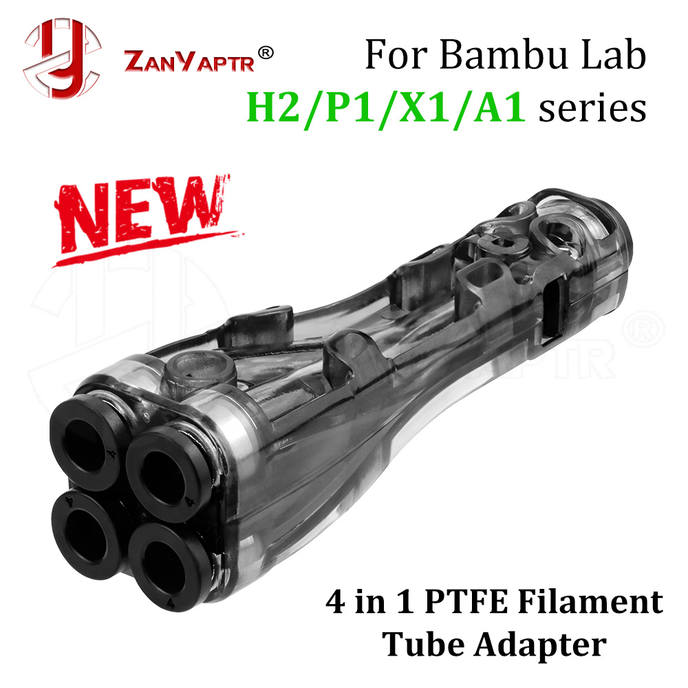 Adapter PTFE 4-w-1 do rozdzielania filamentu Bambu Lab, akcesoria do drukarek 3D serii A1 X1 P1 H2