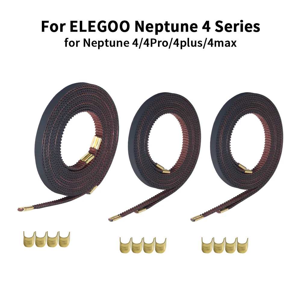 Pour ELEGOO Neptune 4/Pro/Plus/Max X + Y axe courroie de distribution ouverte en caoutchouc largeur 6mm courroies en fibres d'aramide en caoutchouc