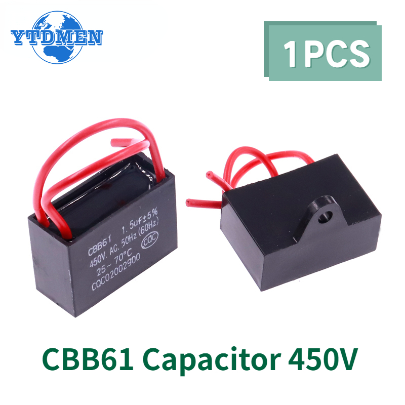 Condensador CBB61 450vac Condensador de arranque de ventilador 450V Condensadores de ventilador 1UF/1,2UF/1,5UF/2UF/2,5UF/3UF/4UF/5UF/6UF/10UF