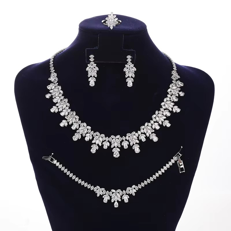 Jewelry Set HADIYANA Classic Ladies Wedding Necklace Bracelet Ring Earring High Quality Zirconia BN7988 Thanksgiving Gift
