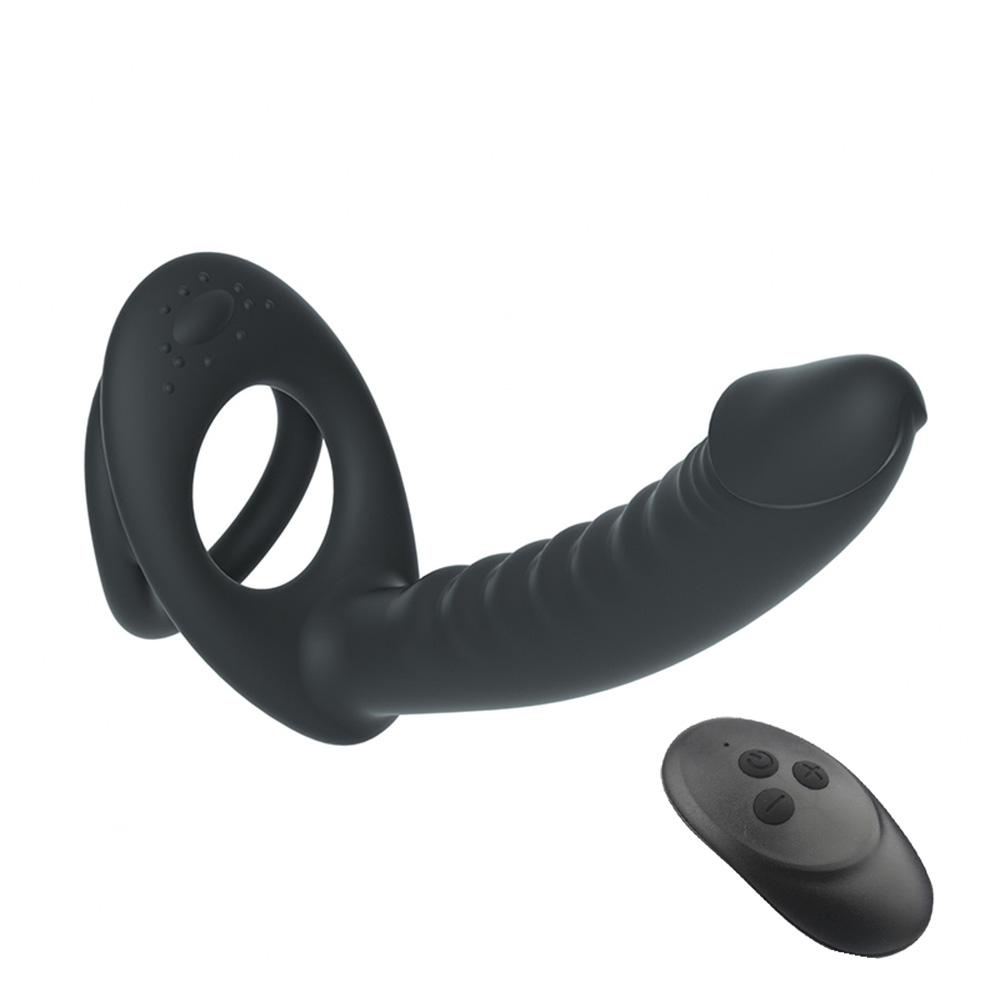 Dubbele penetratie vibrator speeltjes voor koppels strapon dildo vibrator riem op penis ringen volwassen speeltjes voor vrouwen man