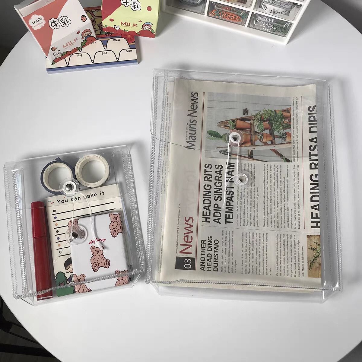 1 Uds. Carpeta de archivos de oficina A4 B5 bolsa de almacenamiento transparente organizador de papelería para estudiantes bolsa de información de documentos de PVC
