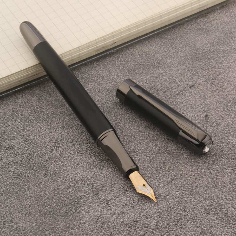 1 Stuk Metalen Vulpen Mat Zwart Briefpapier Kantoor Schoolbenodigdheden Schrijven Geschenkpen