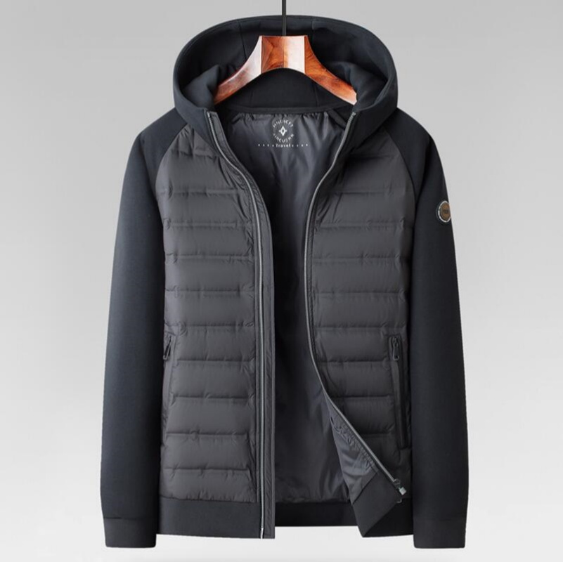 Veste d'hiver à capuche élégante pour homme 90% duvet d'oie Manteau court pour jeunes Haute qualité Mode Automne Hiver Coupe régulière