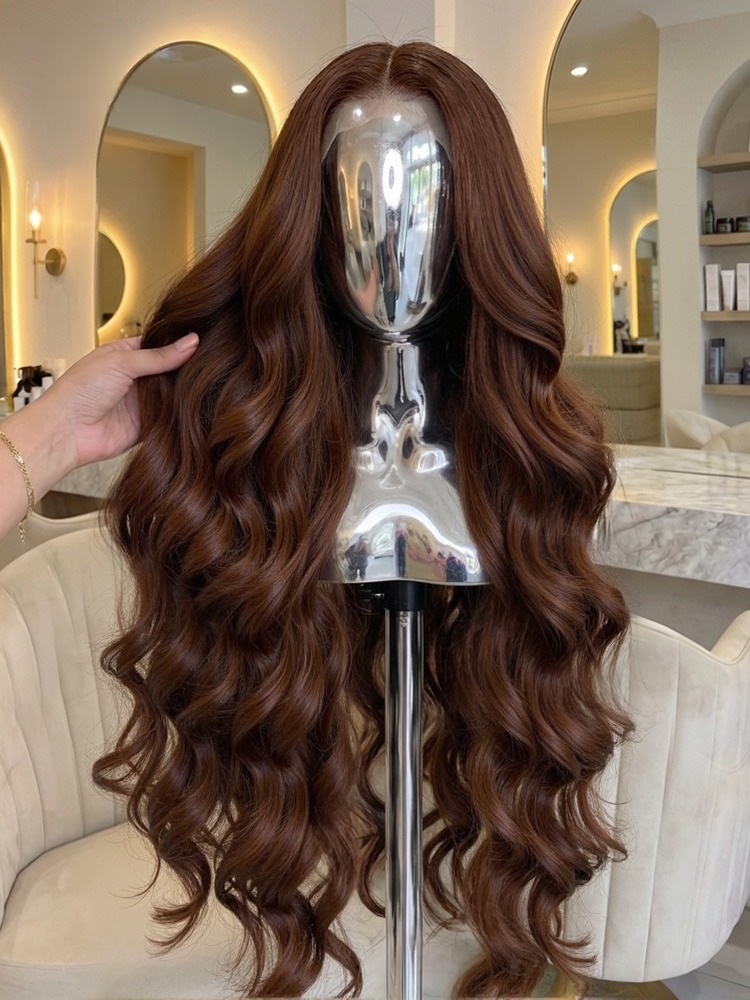 Pre Plucked Colored Body Wave Lace Front Wigs 30 Inch Chocolate Brown Real Human Hair 13x6 Lace Frontal 13x4 Wig