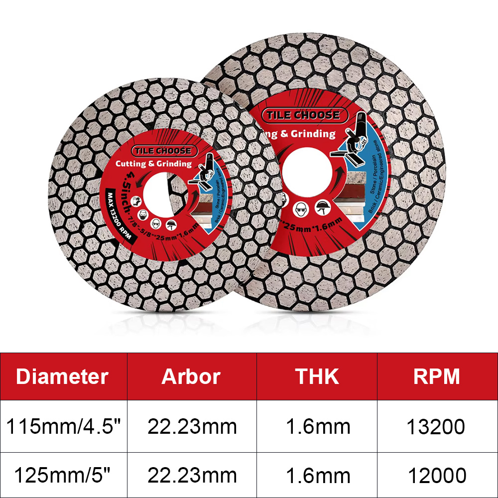 D115mm/125mm ใบมีดเพชรตัดเพชรกระเบื้องเซรามิคพอร์ซเลนหินอ่อนใบเลื่อยวงเดือนสําหรับตัดบดหิน
