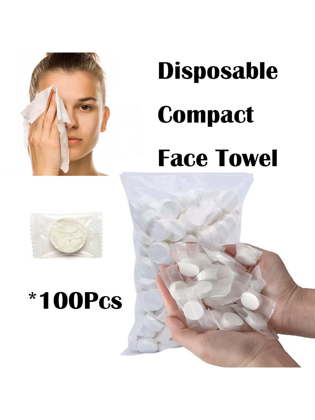 100 Toalhas Comprimidas, Toalhas Faciais Descartáveis Portáteis para Limpeza, para Uso Úmido e Seco, Portáteis para Viagem, Camping