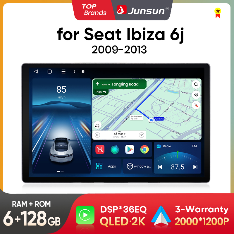 Junsun X7 MAX 2K HD schermo Wireless CarPlay Auto autoradio per Seat Ibiza 6j 2009-2013 7870 Car Multimedia GPS 2din autoradio