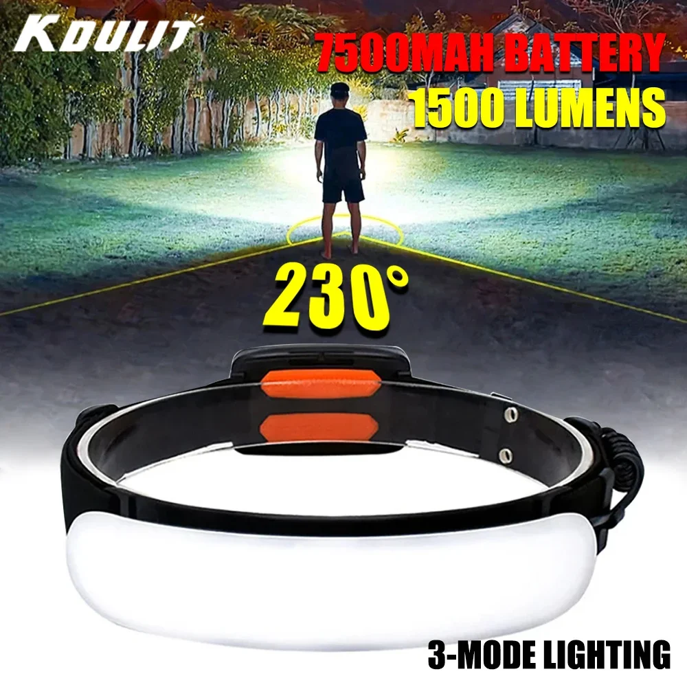 1500LM High Power LED Scheinwerfer COB Kopf Taschenlampe Mit 7500Mah Eingebaute Batterie USB Aufladbare Angeln Camping Laterne Taschenlampe