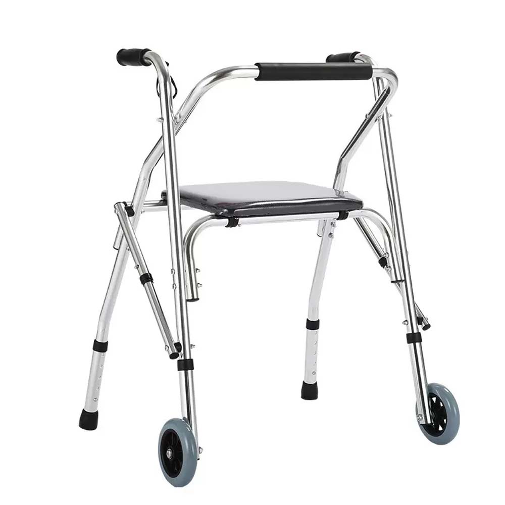 Andador antideslizante de aleación de aluminio grueso para ancianos y discapacitados, silla de ayuda para caminar, doble propósito