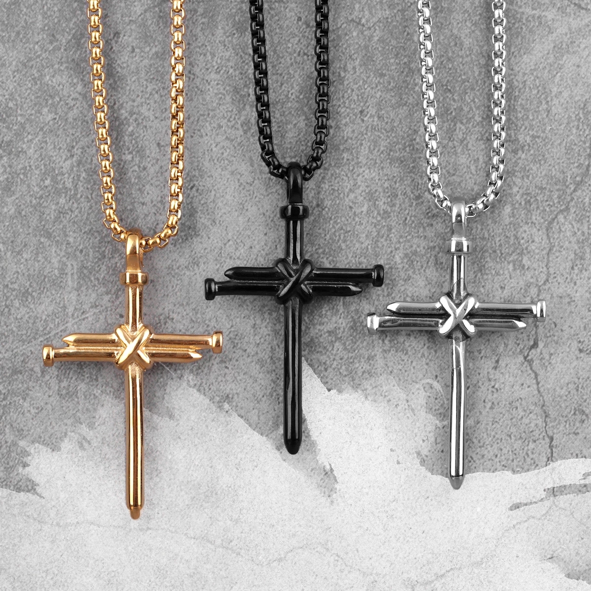 Colar cruzado de aço inoxidável para homens, Jesus Cristo vintage, pingente de charme, joia cristã, estilo hip-hop