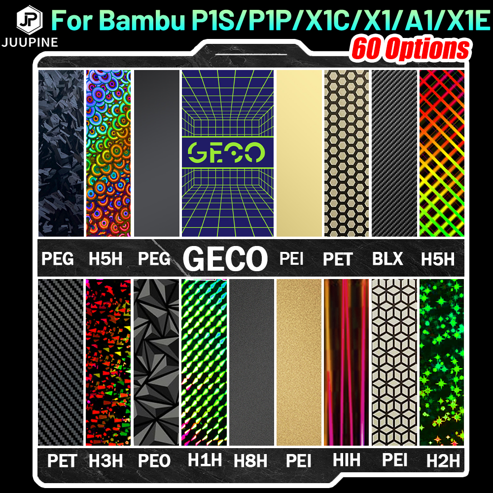 JUUPINE For Bambulab Build Plate 257x257 Spring Steel Sheet Pei Peo H1H Pey Sheet A1 X1C P1S build plate 3d Printer Bamboo Lab