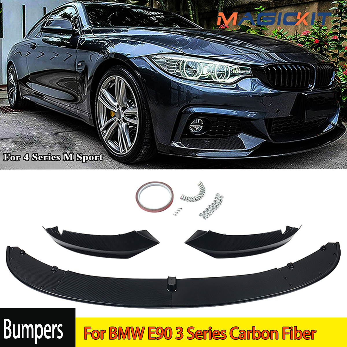 Разветвитель переднего бампера из АБС-пластика для BMW F32 430i 440i M Tech 2014-2020