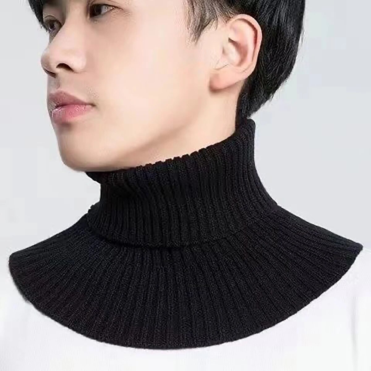 Gola alta de algodão destacável para homens, colarinho falso, listra, capa quente, guarda de cabeça, moda inverno