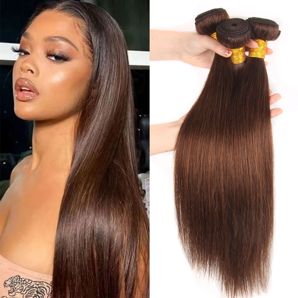 10-30 Inch Brown Human Hair Bundles Chocolate Brown Straight Bundles Brazilian Human Hair Extensions Dark Brown Straight Bundles
