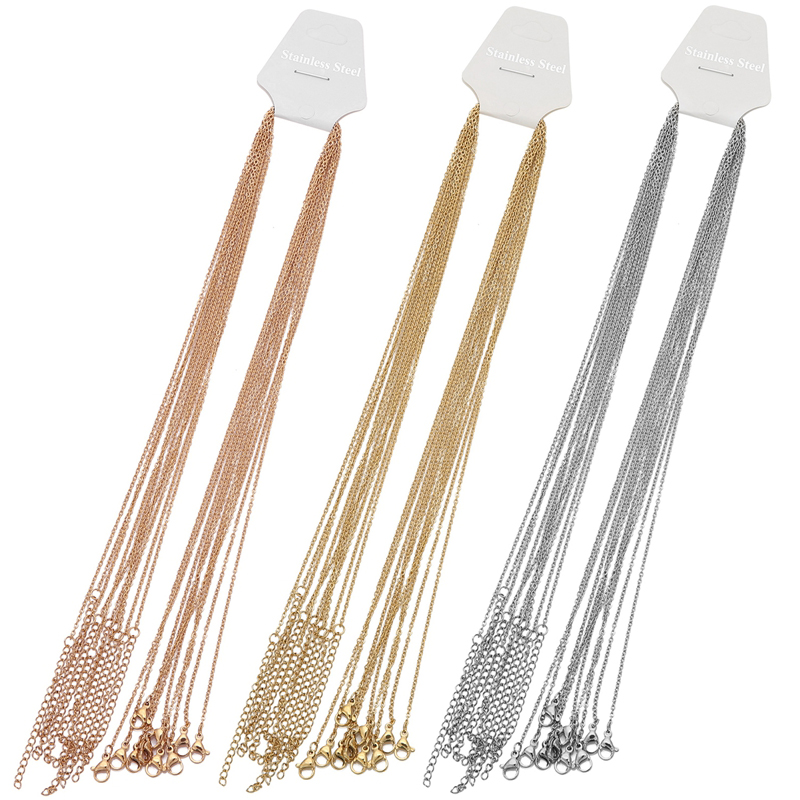10 Buah Rantai Link Kabel Warna Emas Baja Tahan Karat untuk DIY Kalung Wanita Persediaan Pembuatan Perhiasan Rantai Grosir Dalam Jumlah Besar