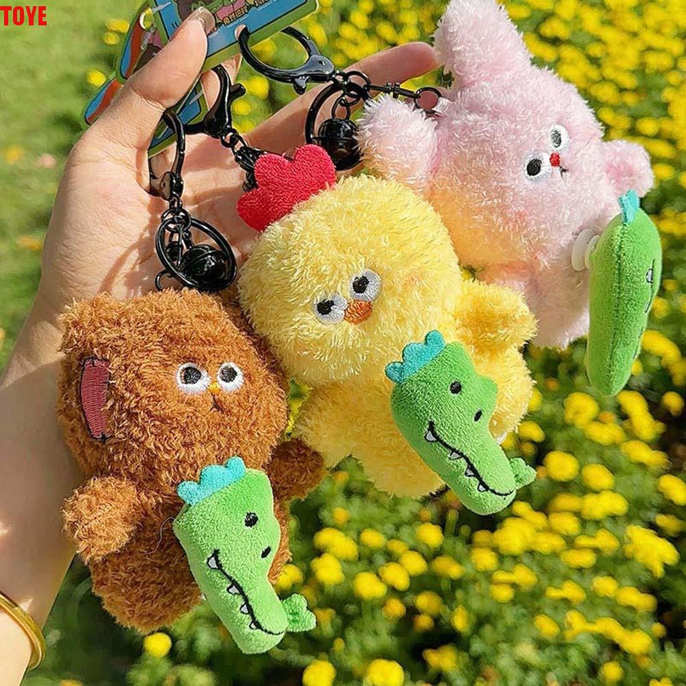 Liontin Buaya Kartun Lembut Merah Muda Boneka Dapat Diputar Tali Serut Lucu Beruang Gantungan Kunci Hewan Mewah Kelinci Cewek Pesta