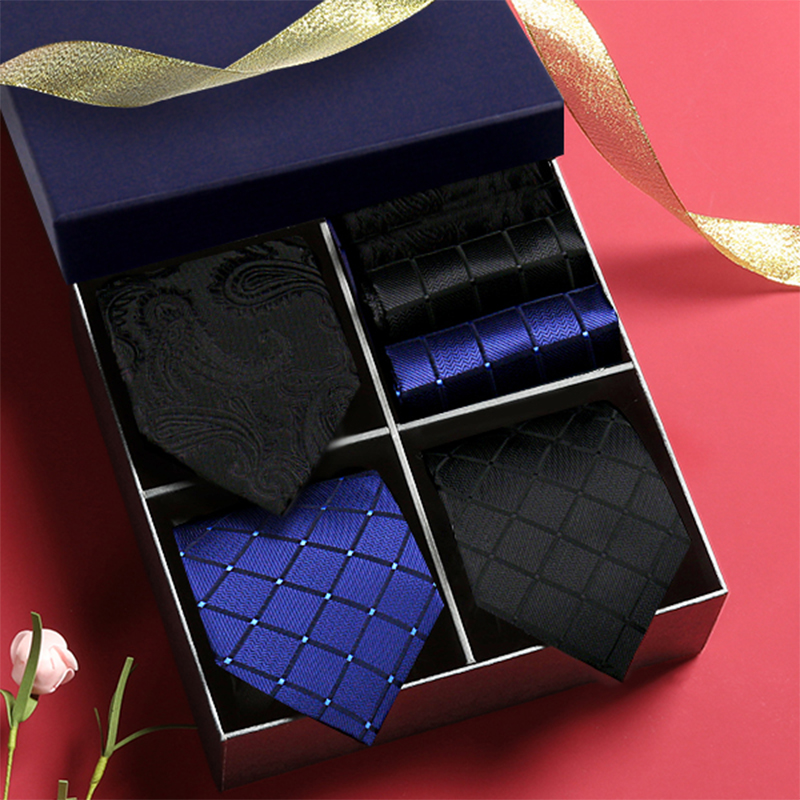Cravatta da uomo di lusso 3 set in confezione regalo Cravatta a righe paisley Fazzoletto per uomo Gravata Accessori per abbigliamento formale da sposa