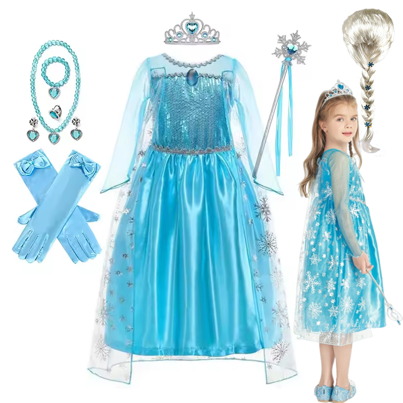 Disfraz de Reina de la nieve de Cospaly para niñas, disfraz de capa de Elsa, vestido de fiesta de Carnaval para niños, bata, ropa para niños, vestido de princesa Elsa