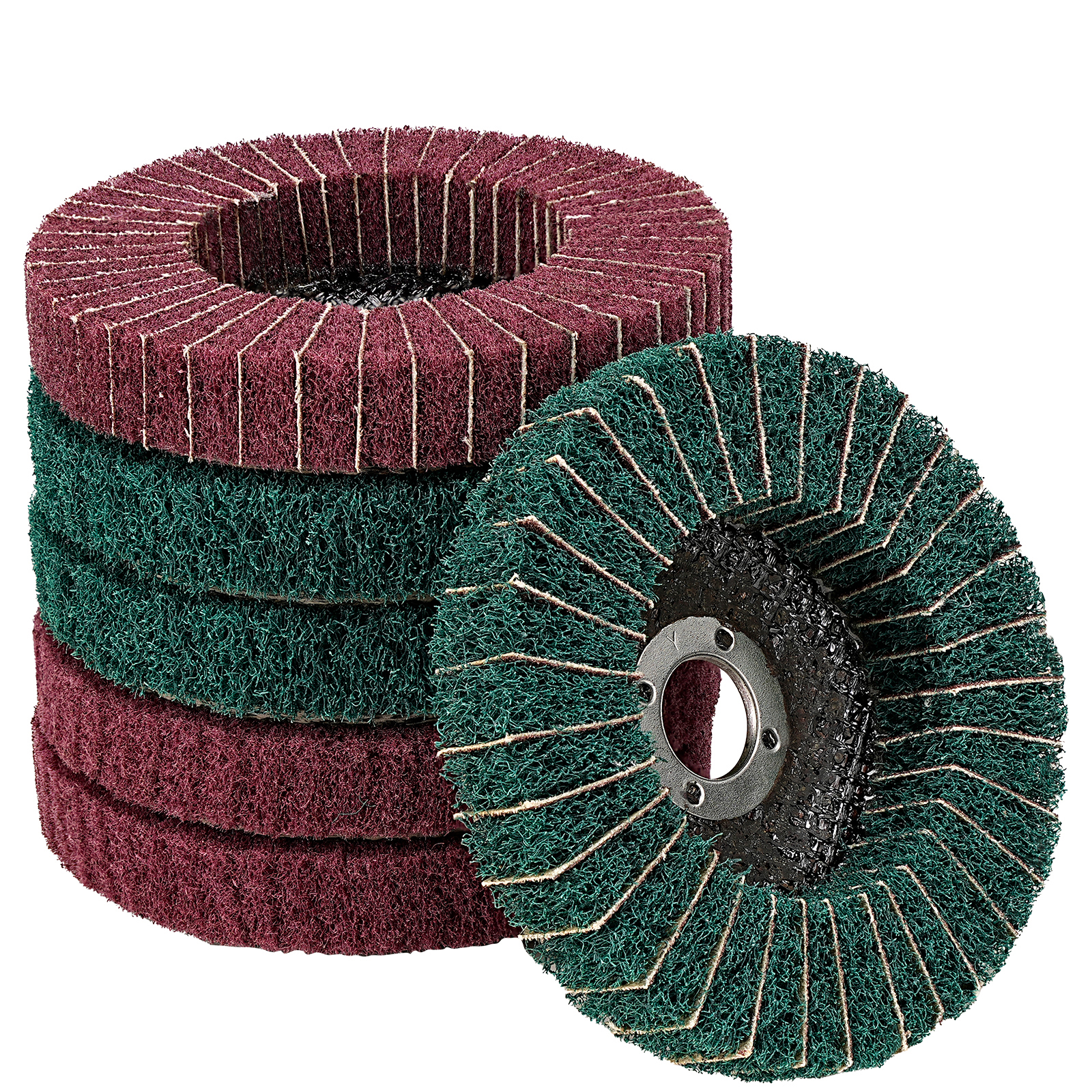 4 inci serat nilon Flap Disc pemoles roda logam kayu penghilang karat cat pembersih abrasif untuk sudut penggiling