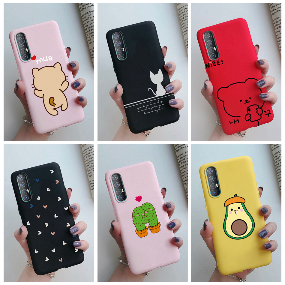 Для OPPO Reno 3 Pro 5G, милый кот, кактус, тонкая мягкая задняя крышка из силикона для OPPO Find X2 iIte Neo CPH2005 CPH2009
