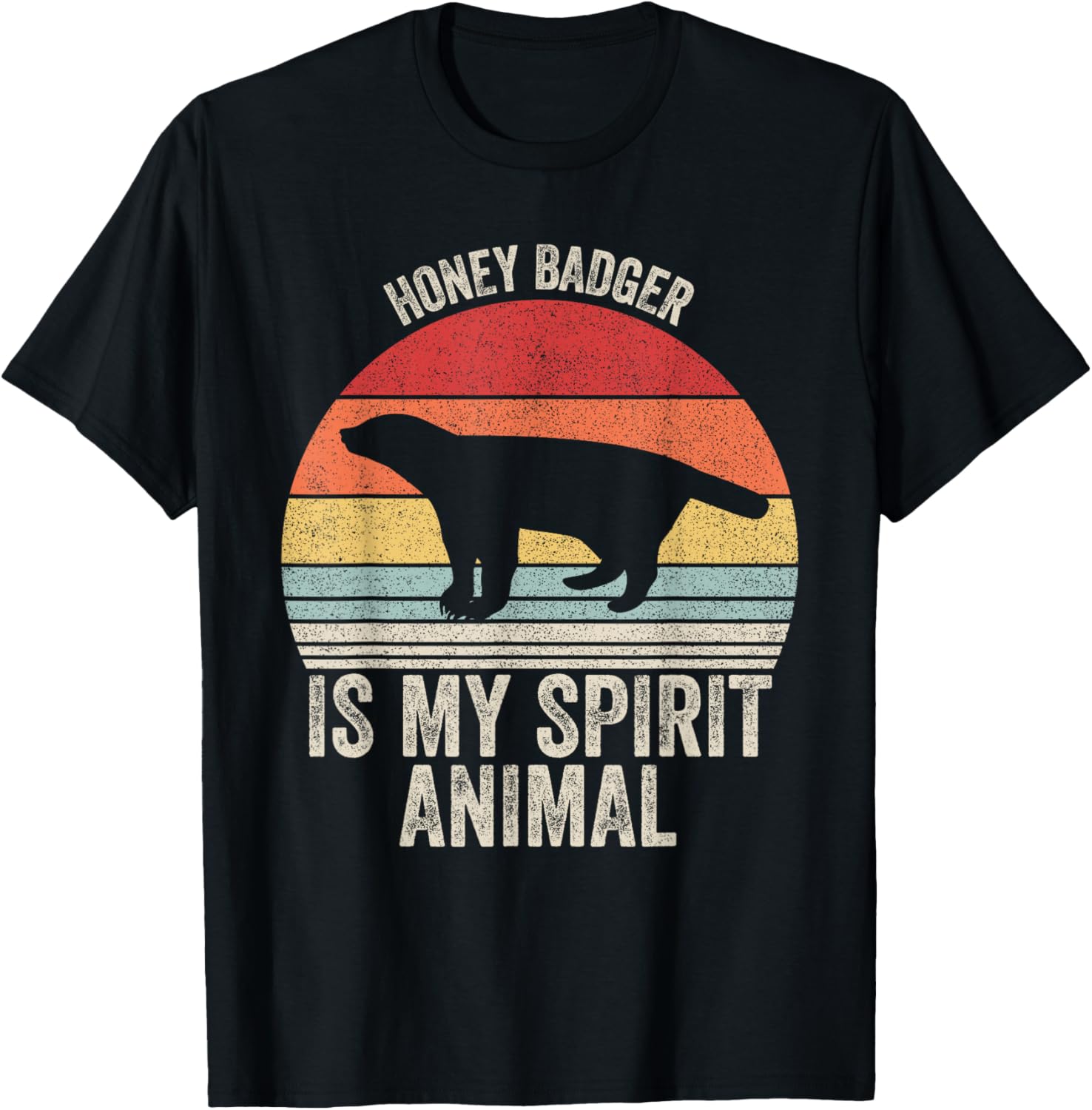 Honey Badger Is My Spirit Animal Retro Vintage Grafisch Katoenen T-shirt Heren Casual