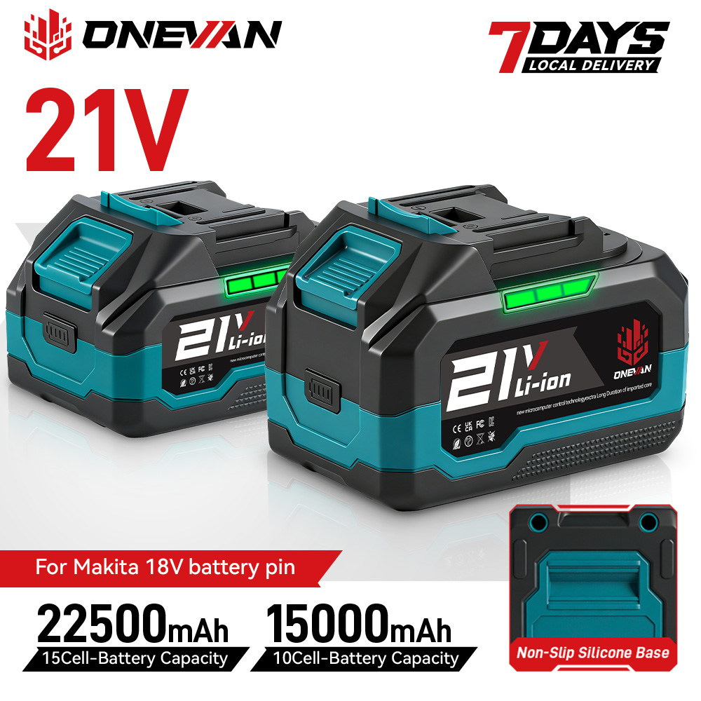 ONEVAN 22500mAh 15000mAh Lithium Ion Battery Fit Blower Wrench Power Rechargeable Battery For Makita 18V 21V Battery Pin Tool