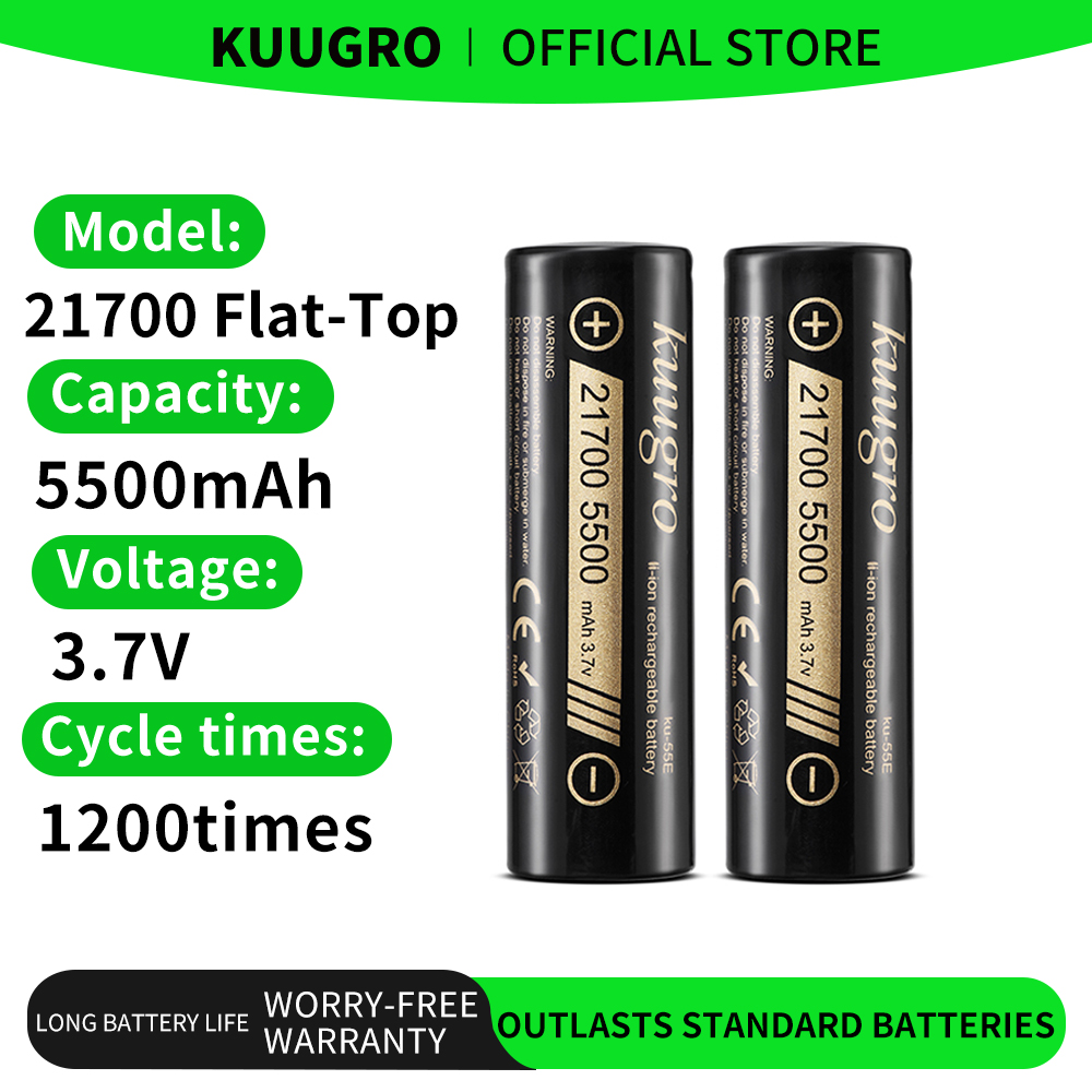 Kuugro ku-55E 21700 5500mAh 3.7V Rechargeable lithium Battery 2C Discharge High Power batteries For High-power Appliances