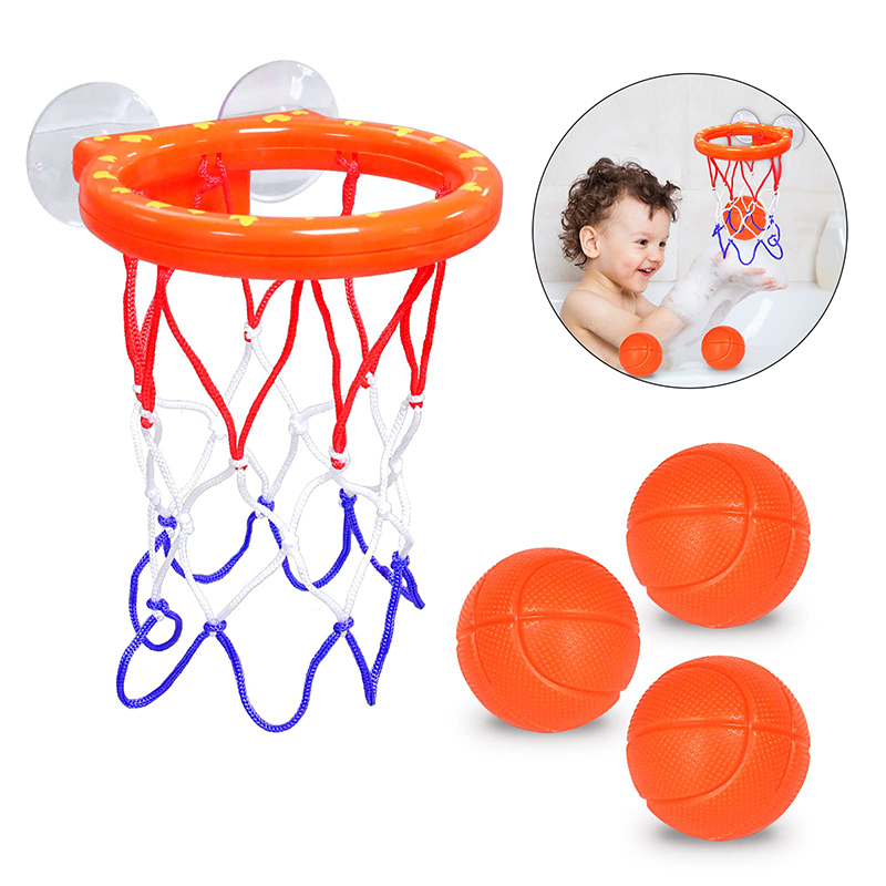 สนุกห่วงบาสเกตบอลลูก Playset ชายหญิงของเล่นอ่างอาบน้ํา 3 ลูกชุดถ้วยดูดที่แข็งแกร่งห้องน้ําเกมสําหรับเด็กวัยหัดเดิน