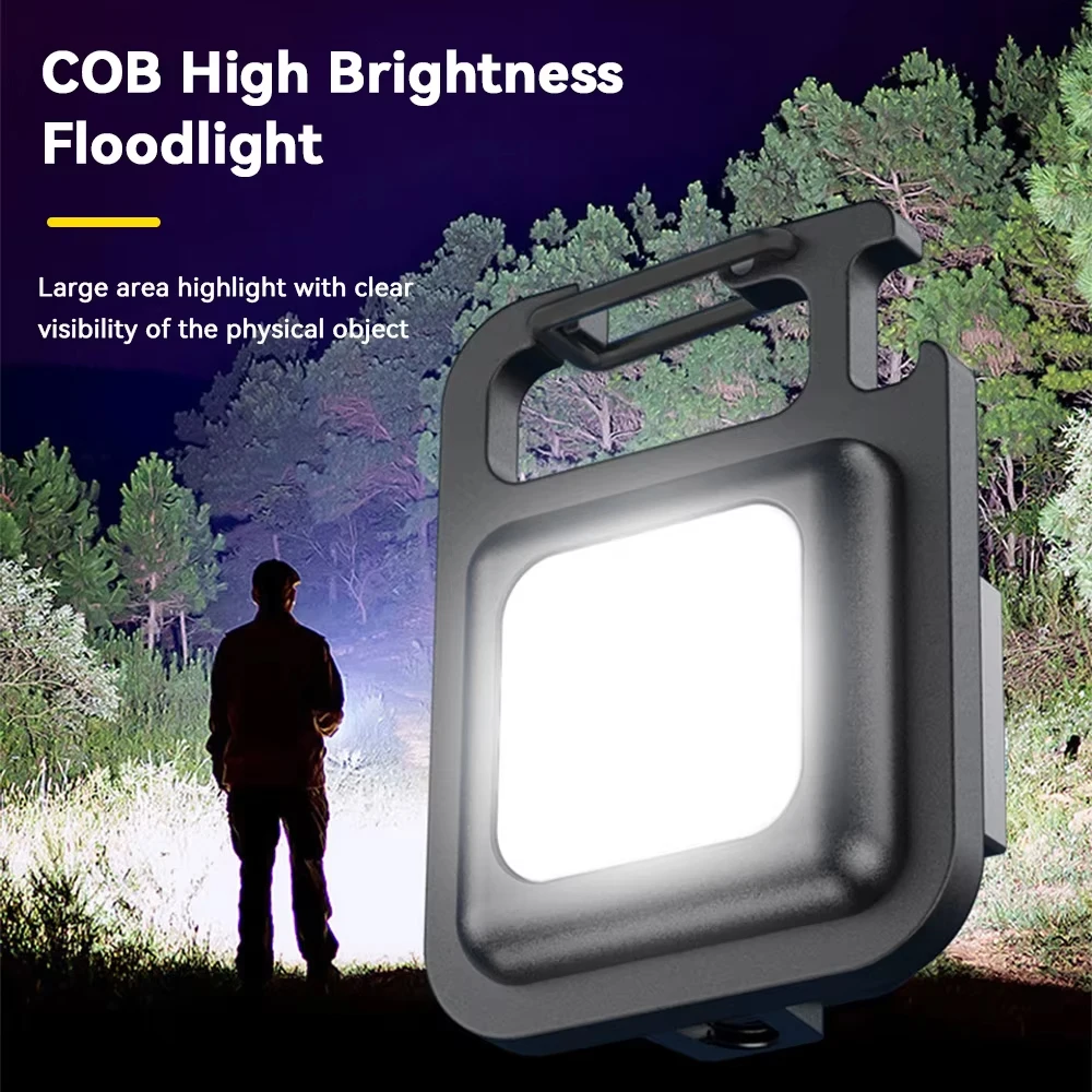 Mini lampe de poche porte-clés LED COB Rechargeable par USB, lampe magnétique Portable EDC Super brillante pour Camping randonnée utilisation en plein air
