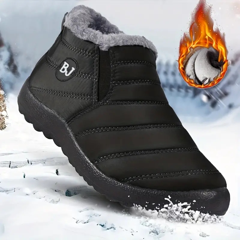 Botas femininas com plataforma de pelúcia, sapatos femininos, botas impermeáveis para mulheres, botas de neve da moda para o inverno, botas para mulheres