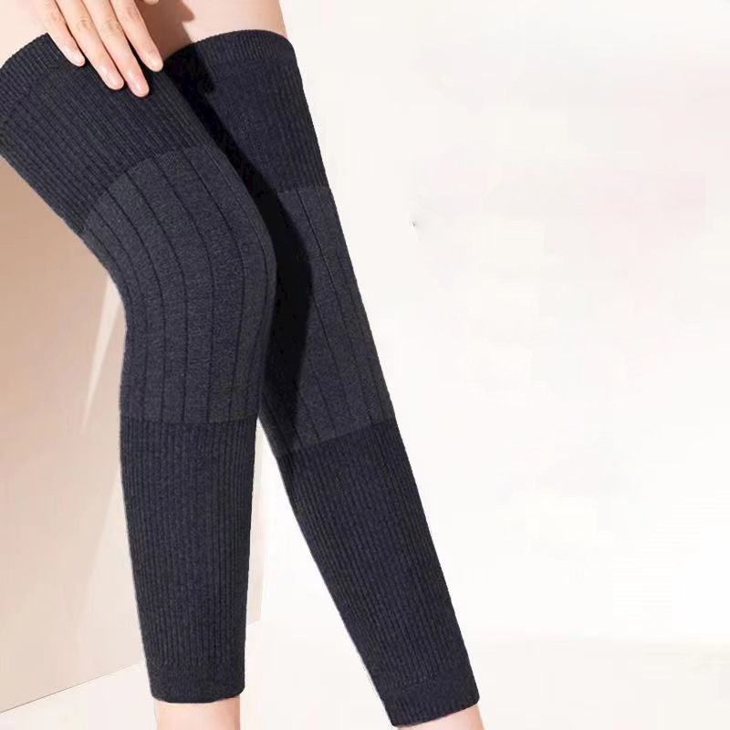 Thermal knee warmer, autumn and winter knitted extended length thermal anti-cold elastic leg warmer extended knee protector