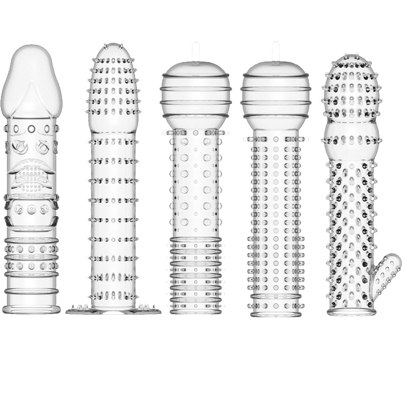 Manga de pene para hombres, condones reutilizables, Juguetes sexuales para retrasar la eyaculación, estimulación del punto G, antiedad más segura, 1 unidad