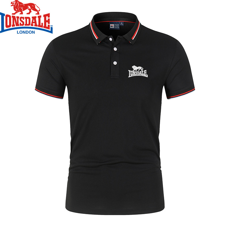 Haftowana nowa letnia koszulka Polo LONSDALE męska wysokiej jakości męska koszulka Polo z krótkim rękawem Top Business Casual