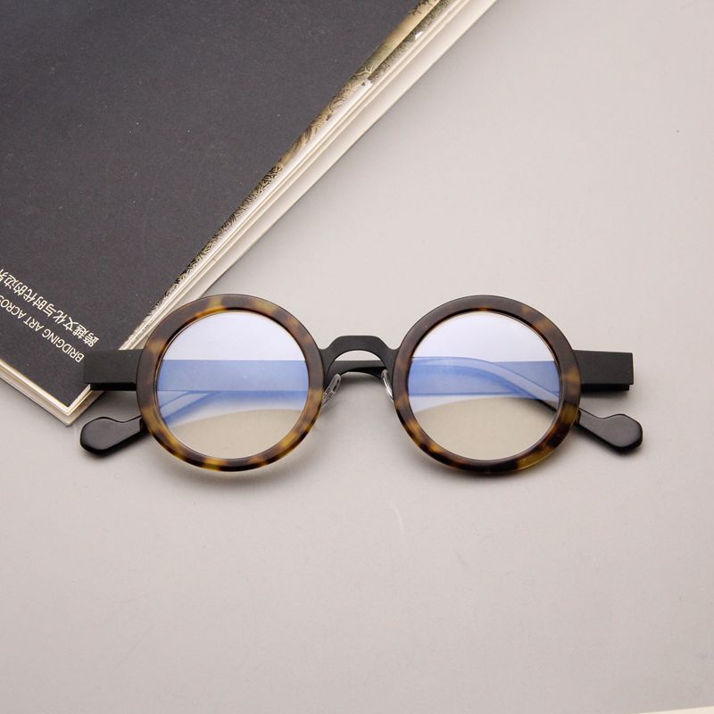 Alta diottria Full Rim Metal acetato montatura da vista occhiali da vista rotondi miopia eleganti occhiali da vista Vintage 40mm di larghezza