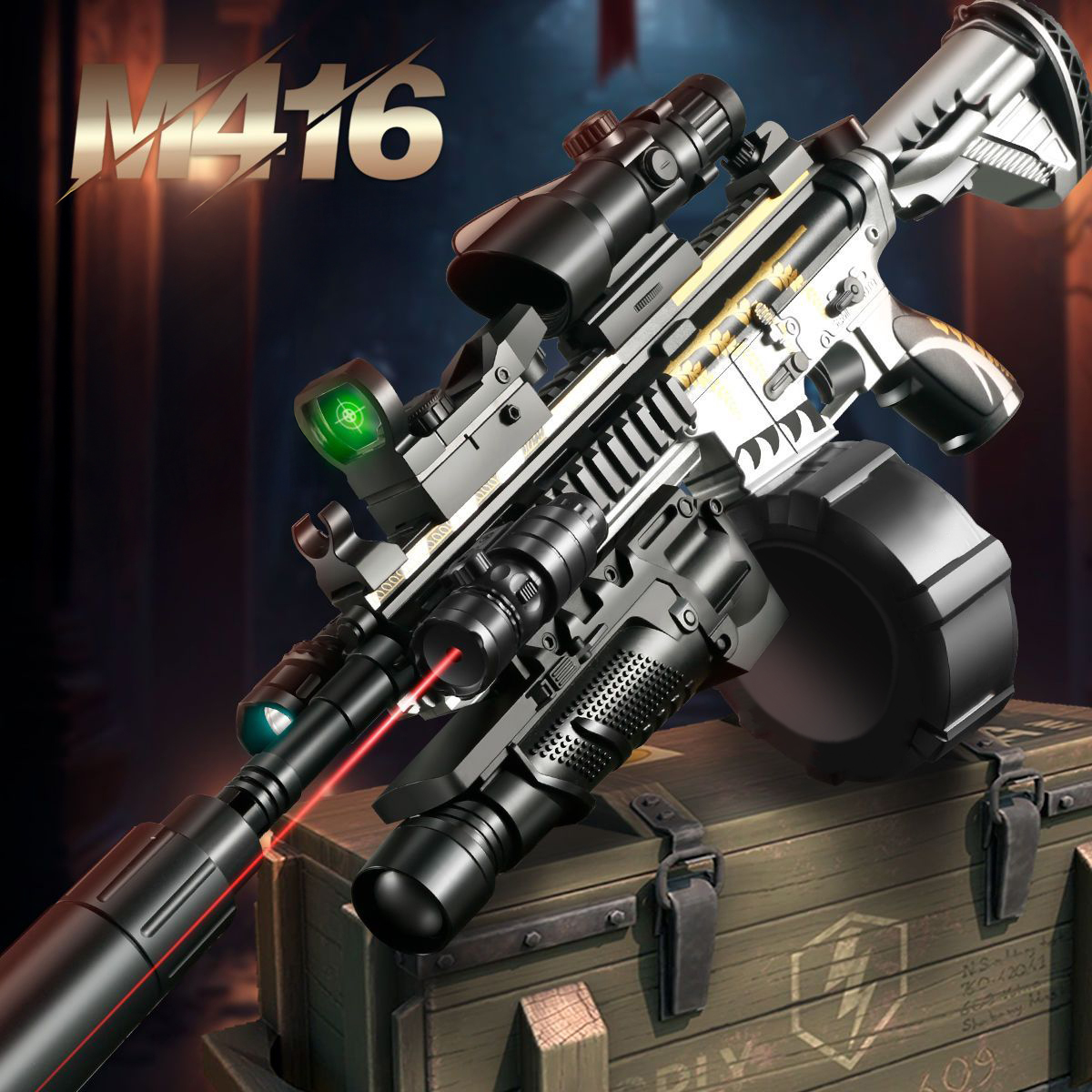Elektryczny pistolet na żelowe kulki M416, tryb ręczny/automatyczny, zabawka strzelająca kulami wodnymi do gier zespołowych (kulki nie są dołączone)