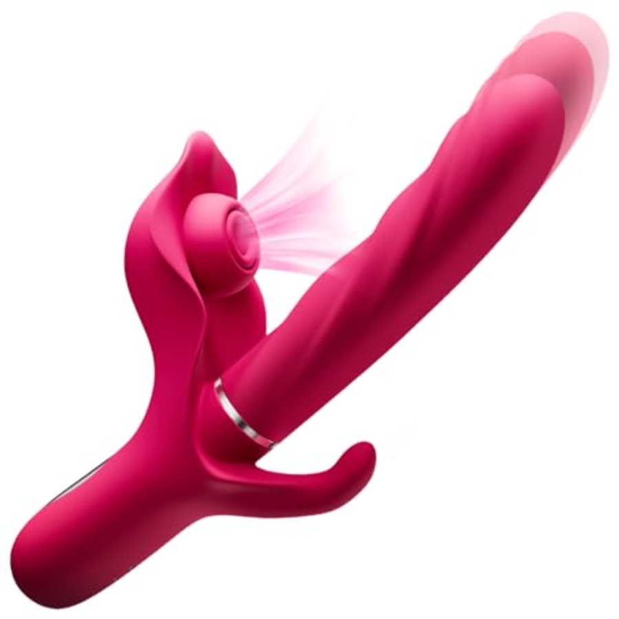 Vibrador Dildo com Movimento de Impulso, Brinquedo Sexual Adulto, Massageador de Ponto G e Clitóris, Vibrador em Formato de Rosa, 10 Funções de Sucção, 10 Funções de Impulso, 10 Funções de Vibração M