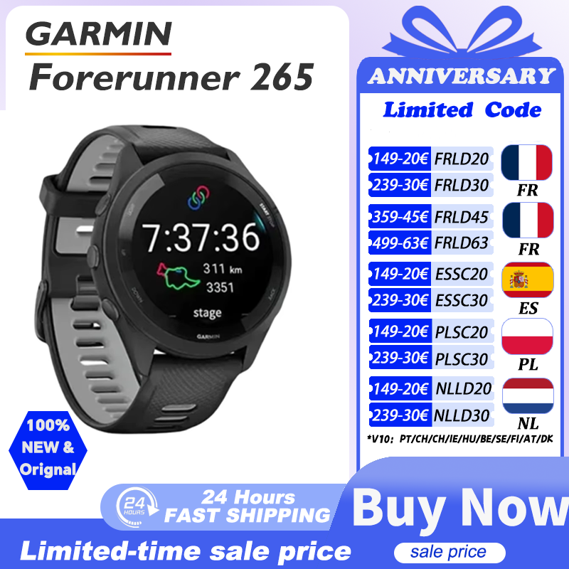Garmin Forerunner 265 Reloj deportivo GPS al aire libre Correr Fitness Maratón Natación Frecuencia cardíaca china Reloj inteligente de oxígeno