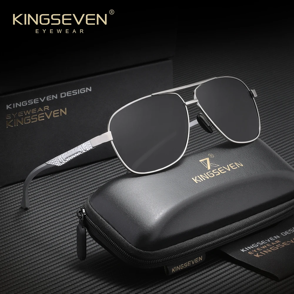 KINGSEVEN Occhiali da Sole in Alluminio per Uomo, Polarizzati UV400, Occhiali da Vista alla Moda per Donna, Occhiali da Guida e per Attività all'Aperto, Oculos De Sol