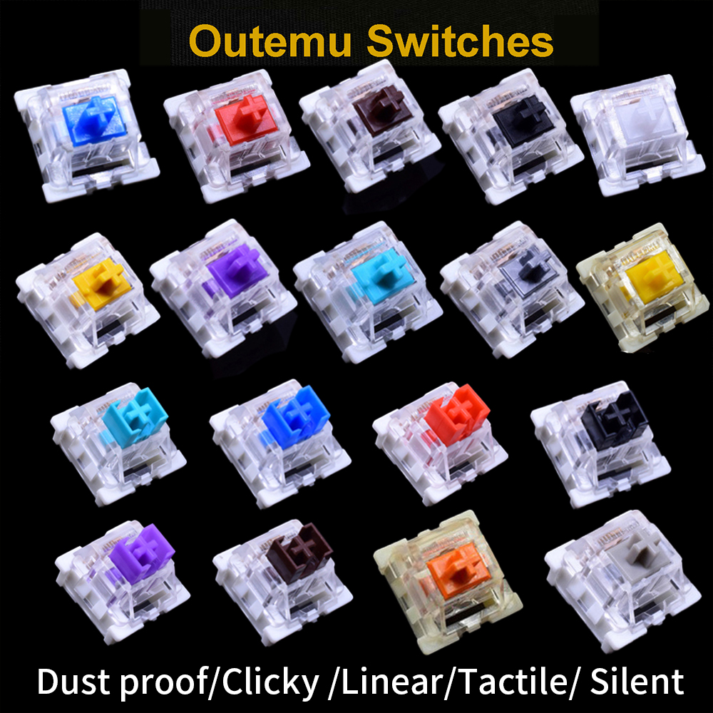 Outemu Schalter Staubdicht Linear Tactile Clicky Silent 3Pin Schalter für Tastatur RGB LED SMD Gaming Kompatibel mit MX Switch