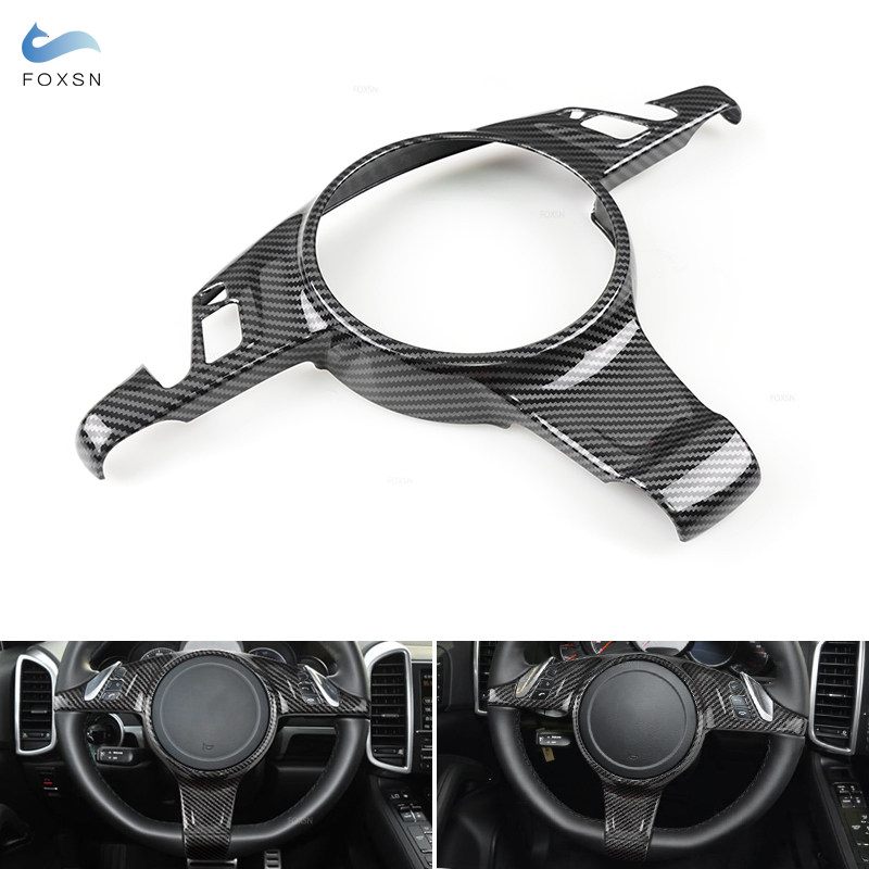 Voor Porsche Cayenne 2011-2017 Voor Panamera 2010-2016 ABS Carbon Textuur Stuurwiel Panel Frame Cover Innerlijke accessoires Trim