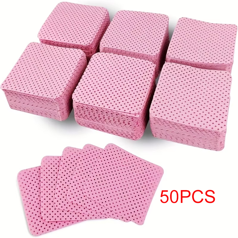 50 fusselfreie Nageltücher, super saugfähige Nageltücher zum Entfernen von Gellack, Wimpernverlängerungen und Nagelzubereitung (weiß, rosa)