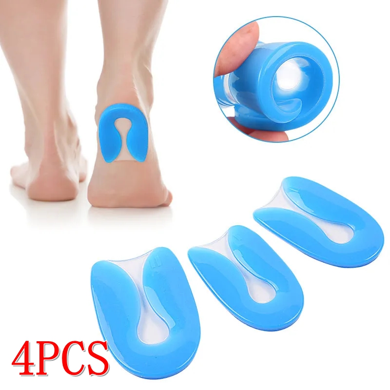 2 pcs/4 pcs Gel Hielbeschermers Schokabsorberende Inlegzolen Zachte Elastische Siliconen Hielkussens Voetverzorgingsproducten Fasciitis Inlegzolen